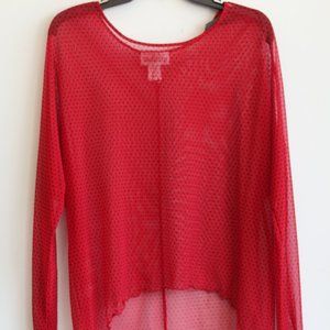 Camille & Co. Red w/ Black Dots Long Sleeve Sheer High-Low Overlay